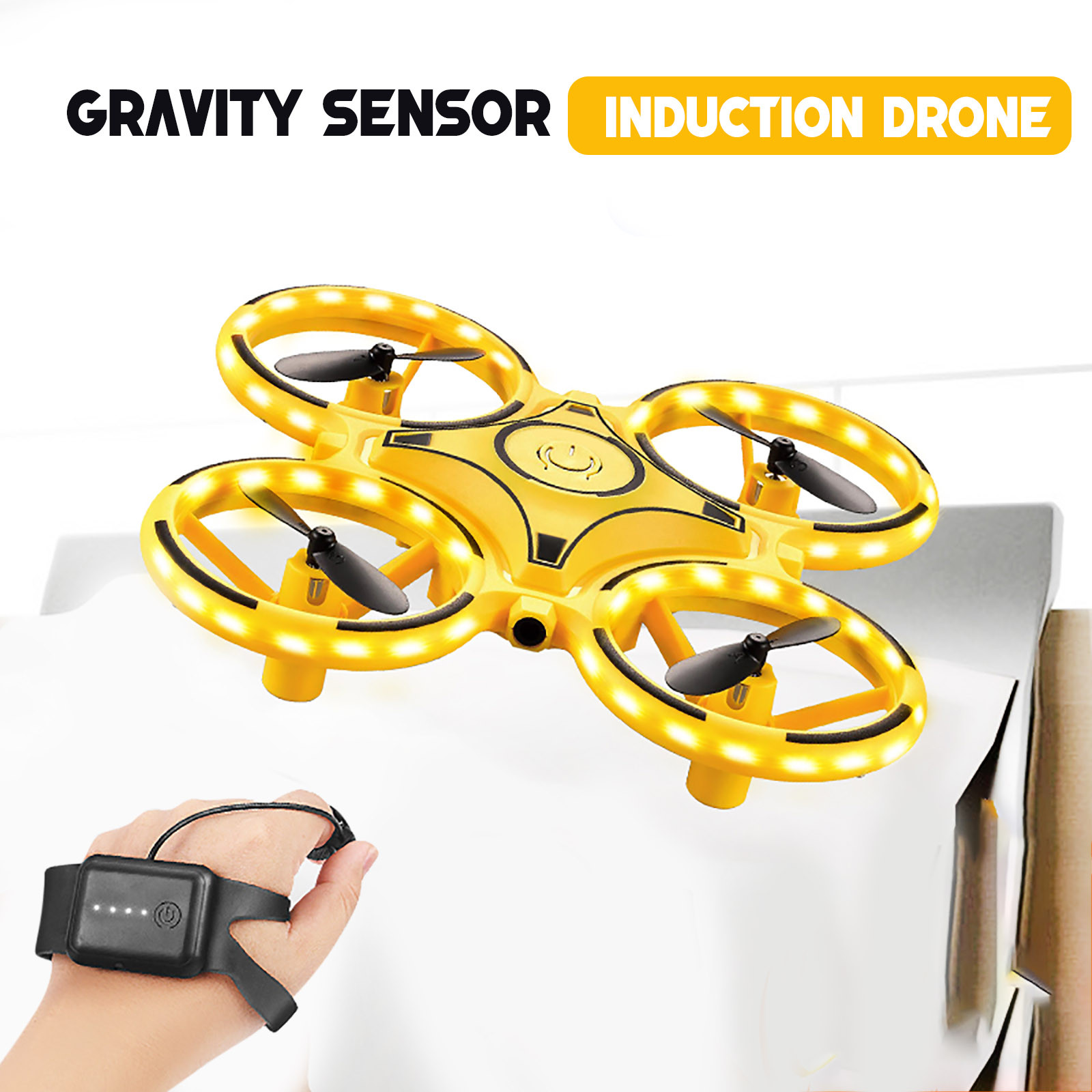 Mini Hand & Watch Controlled With Colorful Light Drone Long Flight Time Dron Easy Hand-operated Drone Toy For Kids christmas gif